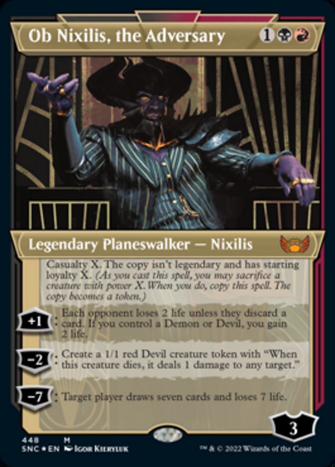 Ob Nixilis, the Adversary (Showcase Art Deco Foil Etched) [Streets of New Capenna] | Good Games Cannington
