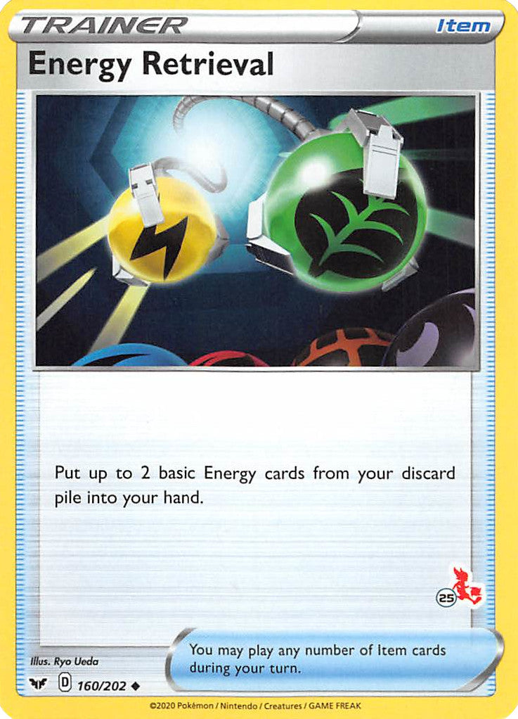 Energy Retrieval (160/202) (Cinderace Stamp #25) [Battle Academy 2022] | Good Games Cannington