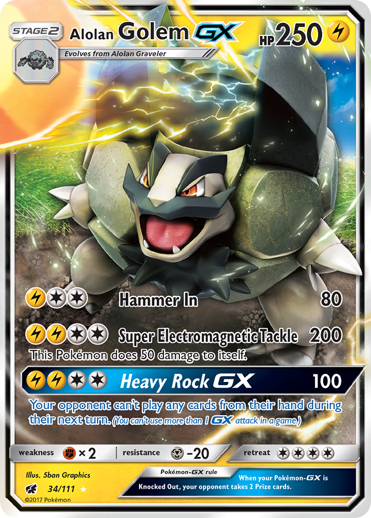 Alolan Golem GX (34/111) [Sun & Moon: Crimson Invasion] | Good Games Cannington