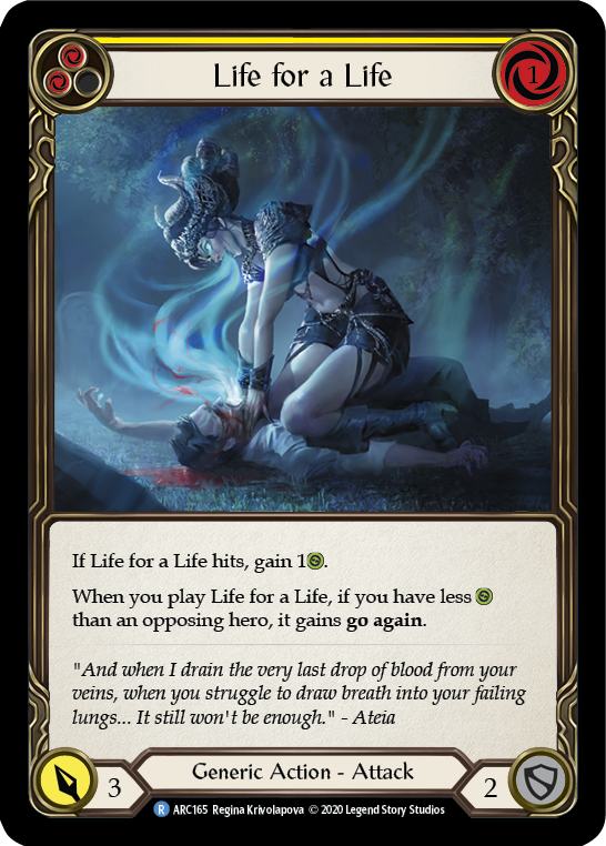 Life for a Life (Yellow) [U-ARC165] Unlimited Rainbow Foil | Good Games Cannington