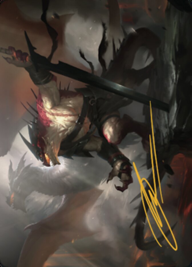 Rivaz of the Claw Art Card (Gold-Stamped Signature) [Dominaria United Art Series] | Good Games Cannington