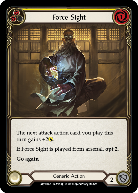 Force Sight (Yellow) [ARC207-C] 1st Edition Rainbow Foil | Good Games Cannington