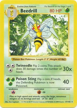 Beedrill (17/102) [Base Set Shadowless Unlimited] | Good Games Cannington