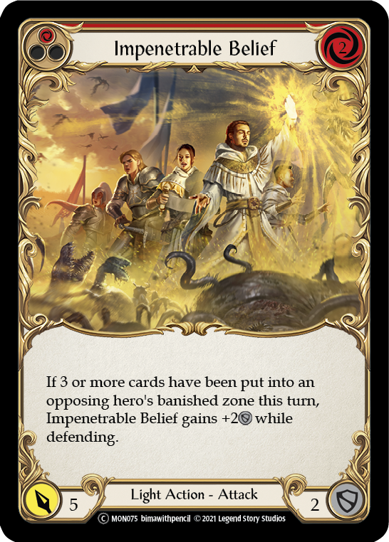 Impenetrable Belief (Red) [U-MON075-RF] Unlimited Rainbow Foil | Good Games Cannington