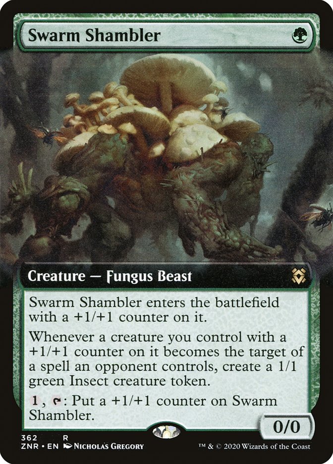 Swarm Shambler (Extended Art) [Zendikar Rising] | Good Games Cannington