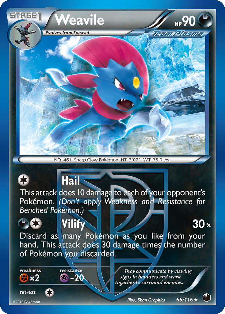 Weavile (66/116) [Black & White: Plasma Freeze] | Good Games Cannington
