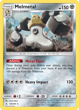 Melmetal (129/214) (Cosmos Holo) [Sun & Moon: Unbroken Bonds] | Good Games Cannington