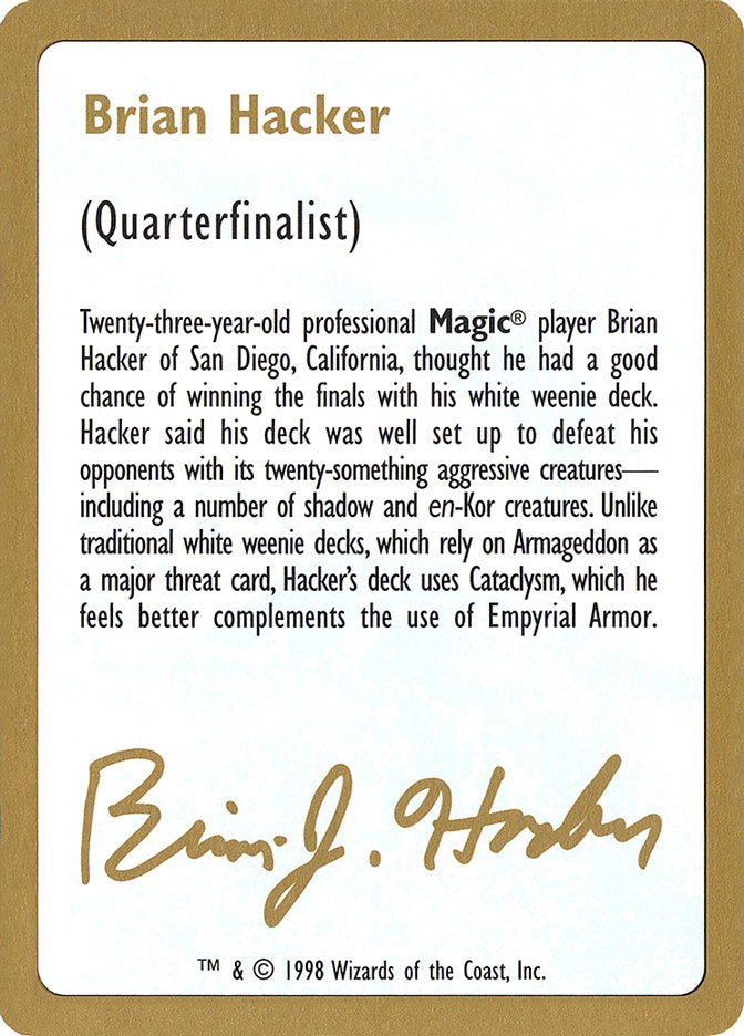 Brian Hacker Bio [World Championship Decks 1998] | Good Games Cannington