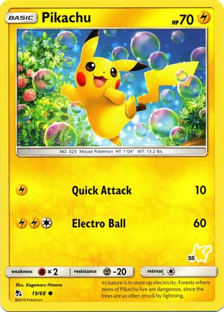 Pikachu (19/68) (Pikachu Stamp #55) [Battle Academy 2020] | Good Games Cannington