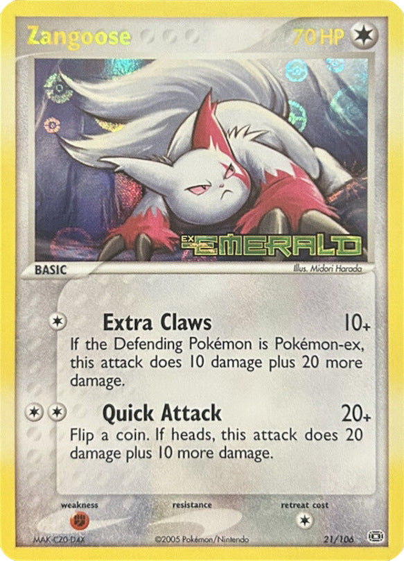 Zangoose (21/106) (Stamped) [EX: Emerald] | Good Games Cannington