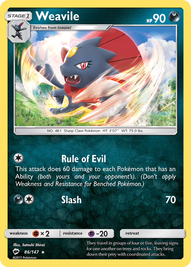 Weavile (86/147) [Sun & Moon: Burning Shadows] | Good Games Cannington