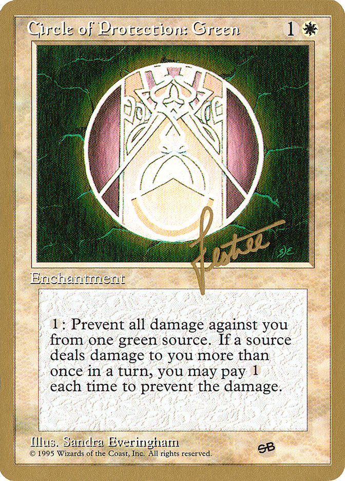 Circle of Protection: Green (Bertrand Lestree) (SB) (4ED) [Pro Tour Collector Set] | Good Games Cannington