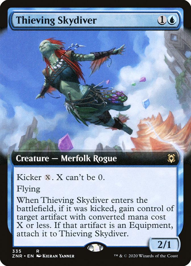 Thieving Skydiver (Extended Art) [Zendikar Rising] | Good Games Cannington