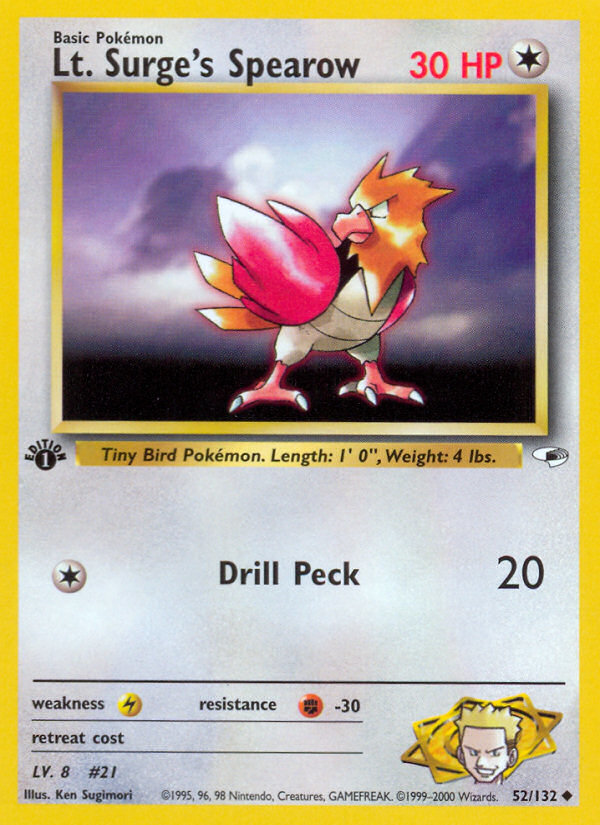 Lt. Surge's Spearow (52/132) [Gym Heroes 1st Edition] | Good Games Cannington