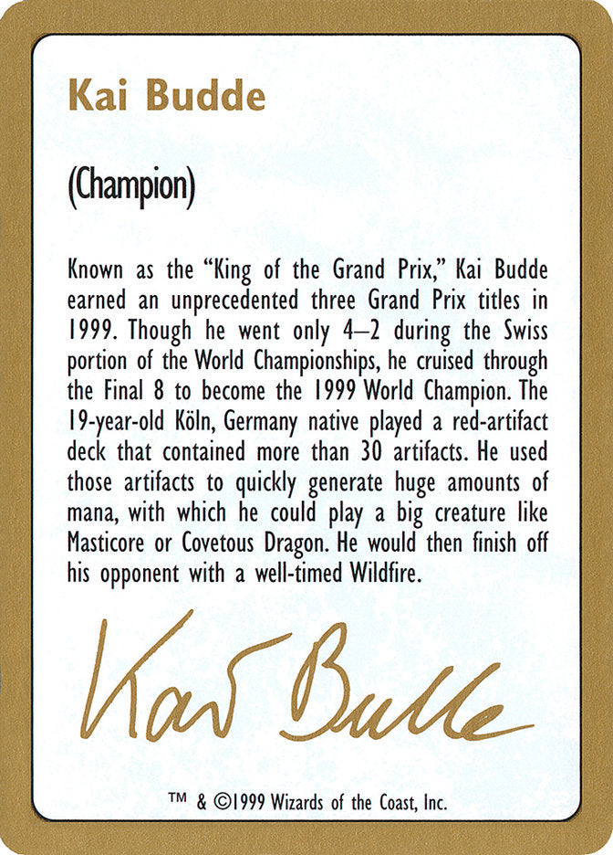 Kai Budde Bio [World Championship Decks 1999] | Good Games Cannington