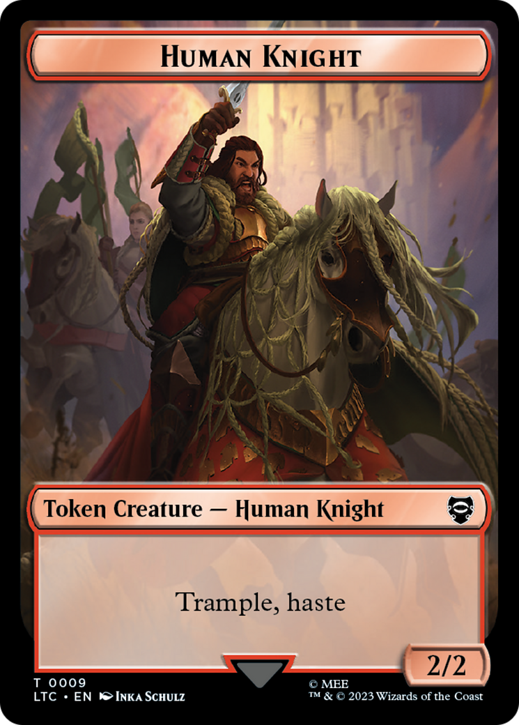 Human Knight // Human Double-Sided Token [The Lord of the Rings: Tales of Middle-Earth Commander Tokens] | Good Games Cannington