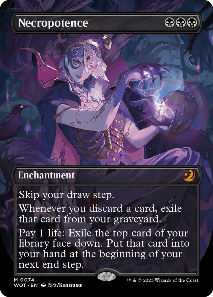 Necropotence (Anime Borderless) [Wilds of Eldraine: Enchanting Tales] | Good Games Cannington