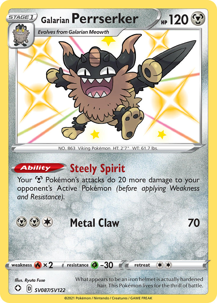 Galarian Perrserker (SV087/SV122) [Sword & Shield: Shining Fates] | Good Games Cannington