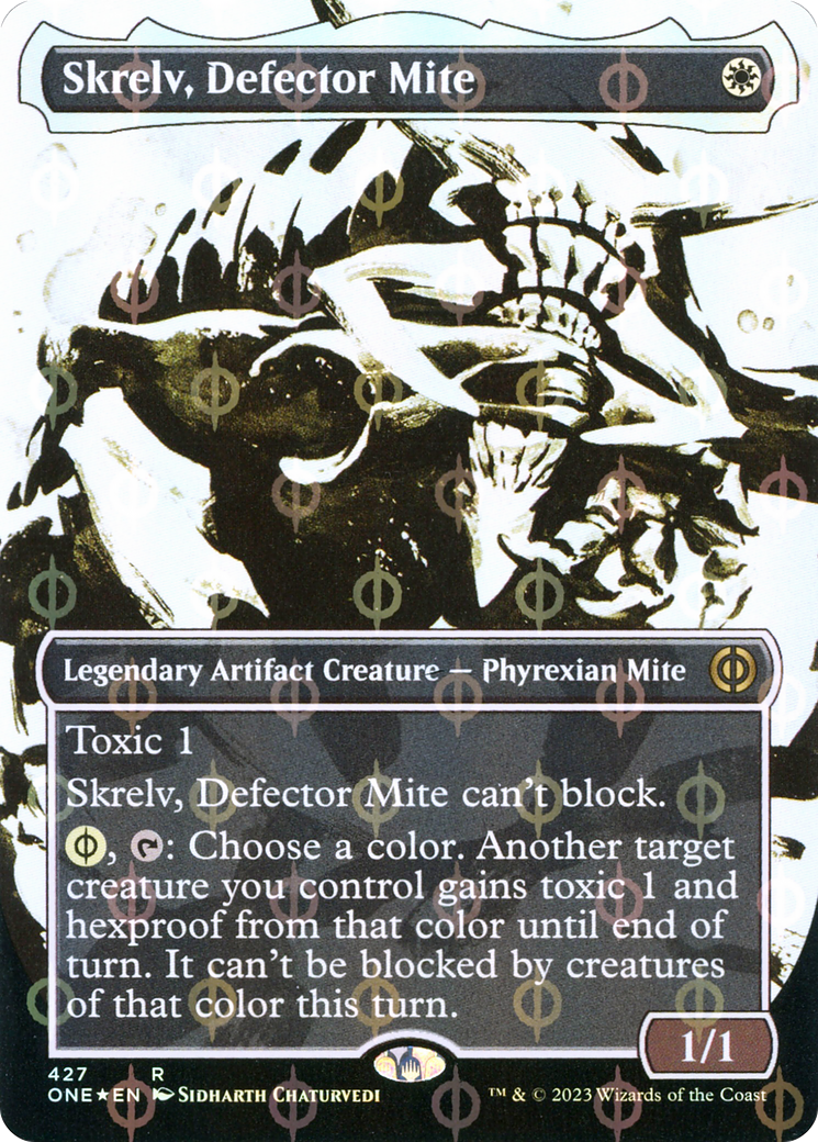 Skrelv, Defector Mite (Borderless Ichor Step-and-Compleat Foil) [Phyrexia: All Will Be One] | Good Games Cannington