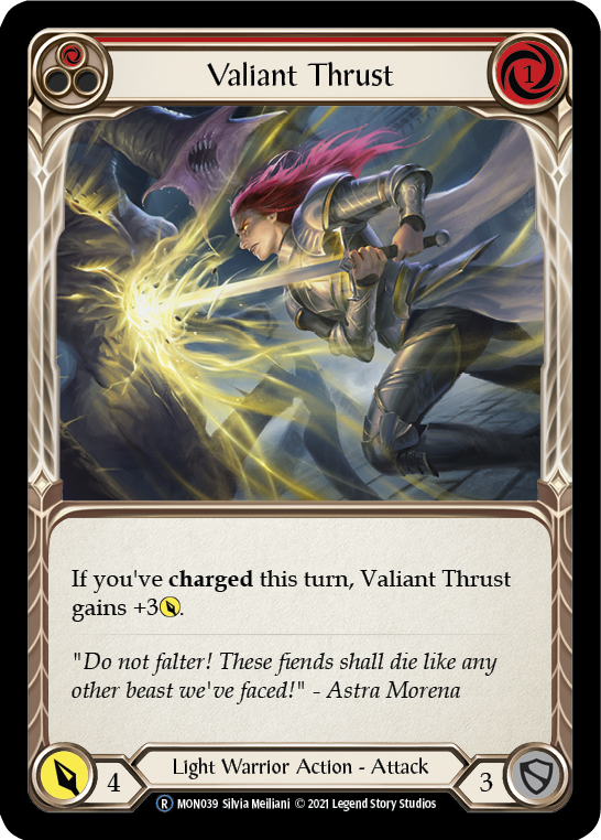 Valiant Thrust (Red) [U-MON039-RF] Unlimited Rainbow Foil | Good Games Cannington