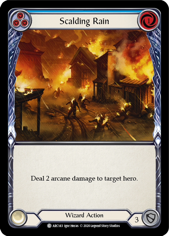 Scalding Rain (Blue) [U-ARC143] Unlimited Rainbow Foil | Good Games Cannington
