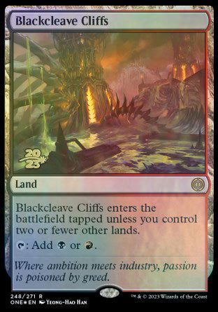 Blackcleave Cliffs [Phyrexia: All Will Be One Prerelease Promos] | Good Games Cannington