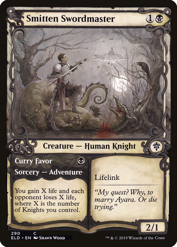 Smitten Swordmaster // Curry Favor (Showcase) [Throne of Eldraine] | Good Games Cannington
