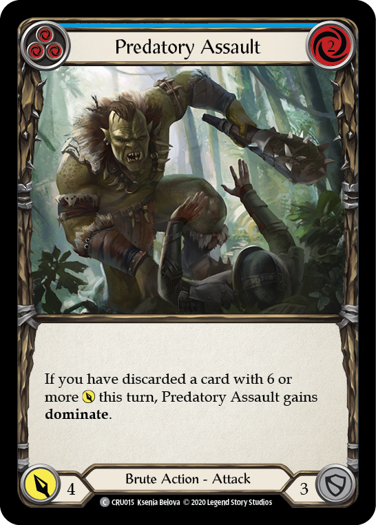 Predatory Assault (Blue) [CRU015] 1st Edition Rainbow Foil | Good Games Cannington