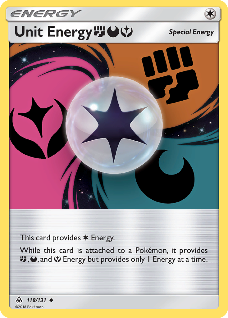 Unit Energy (118/131) (Fighting, Darkness, Fairy) [Sun & Moon: Forbidden Light] | Good Games Cannington