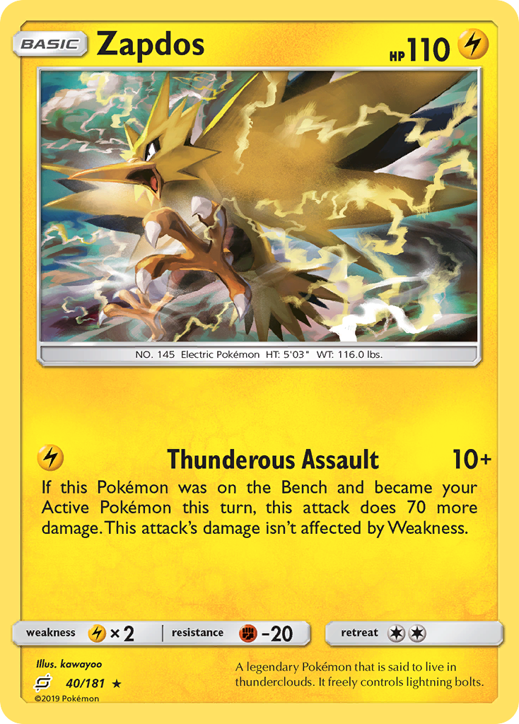 Zapdos (40/181) [Sun & Moon: Team Up] | Good Games Cannington
