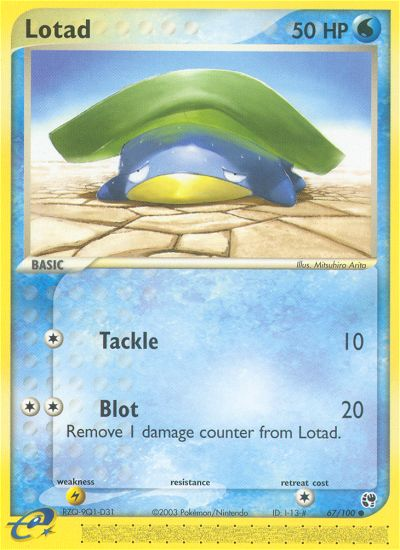 Lotad (67/100) [EX: Sandstorm] | Good Games Cannington