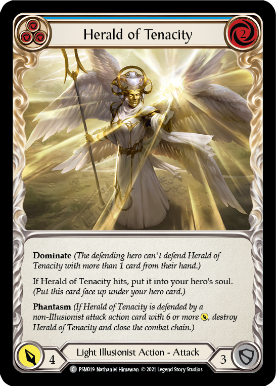 Herald of Tenacity (Blue) [PSM019] (Monarch Prism Blitz Deck) | Good Games Cannington
