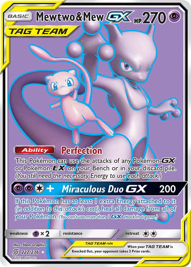 Mewtwo & Mew GX (222/236) [Sun & Moon: Unified Minds] | Good Games Cannington