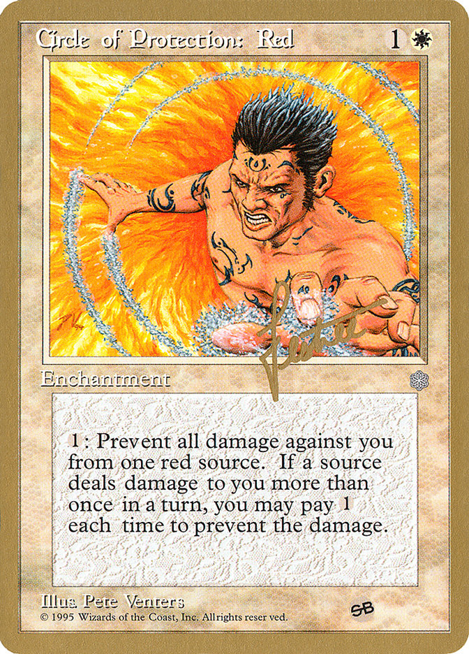 Circle of Protection: Red (Bertrand Lestree) (SB) (ICE) [Pro Tour Collector Set] | Good Games Cannington