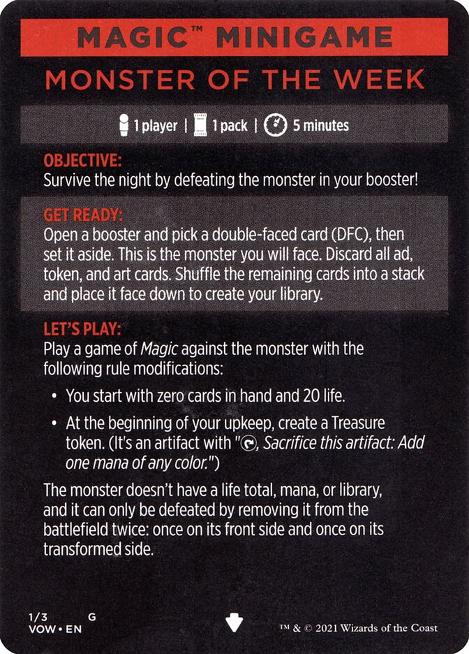 Monster of The Week (Magic Minigame) [Innistrad: Crimson Vow Minigame] | Good Games Cannington