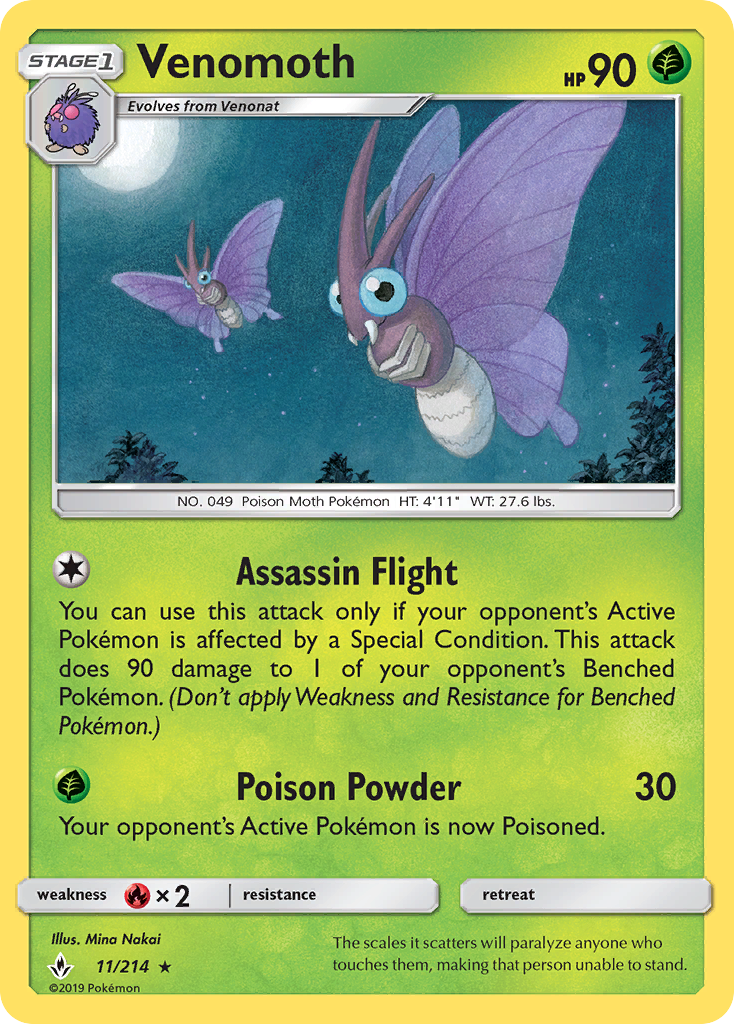 Venomoth (11/214) [Sun & Moon: Unbroken Bonds] | Good Games Cannington