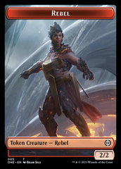 Rebel // Phyrexian Germ Double-Sided Token [Phyrexia: All Will Be One Commander Tokens] | Good Games Cannington