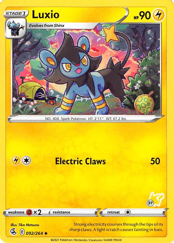 Luxio (092/264) (Pikachu Stamp #37) [Battle Academy 2022] | Good Games Cannington