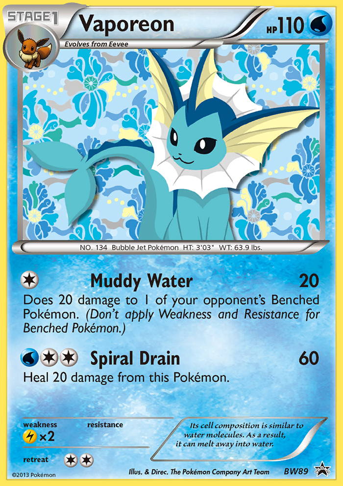 Vaporeon (BW89) [Black & White: Black Star Promos] | Good Games Cannington