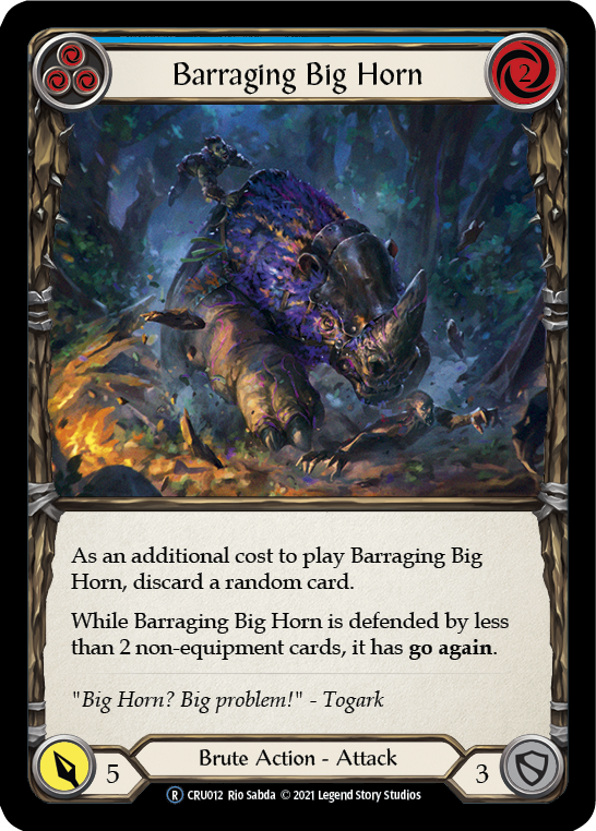 Barraging Big Horn (Blue) [U-CRU012-RF] Unlimited Rainbow Foil | Good Games Cannington