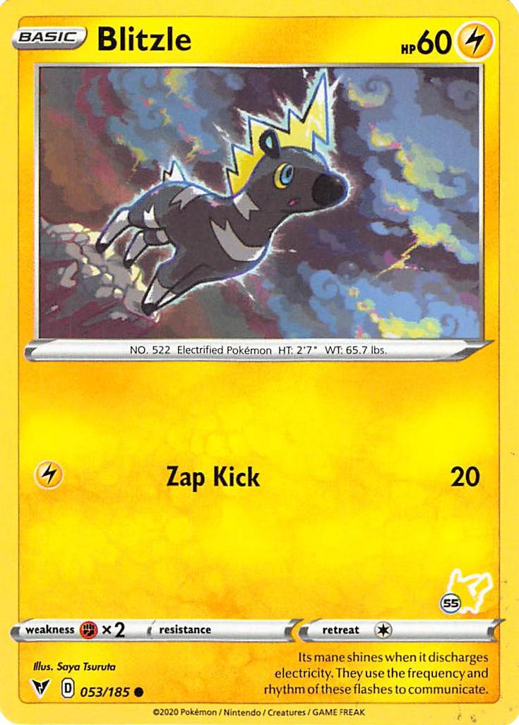 Blitzle (053/185) (Pikachu Stamp #55) [Battle Academy 2022] | Good Games Cannington