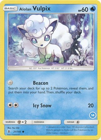 Alolan Vulpix (21/145) (Deck Exclusive #14) [Sun & Moon: Trainer Kit - Alolan Ninetales] | Good Games Cannington