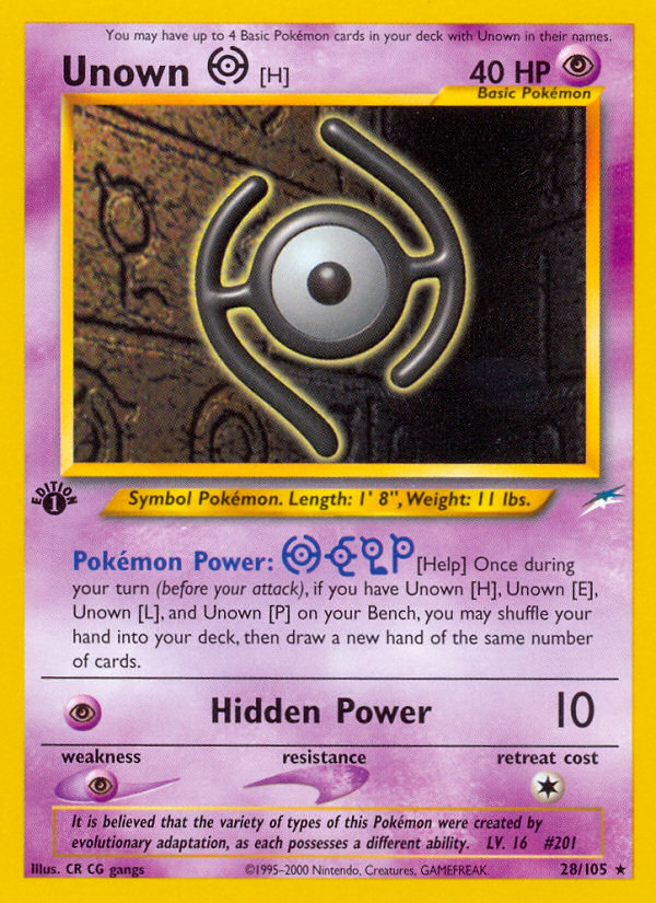 Unown [H] (28/105) [Neo Destiny 1st Edition] | Good Games Cannington