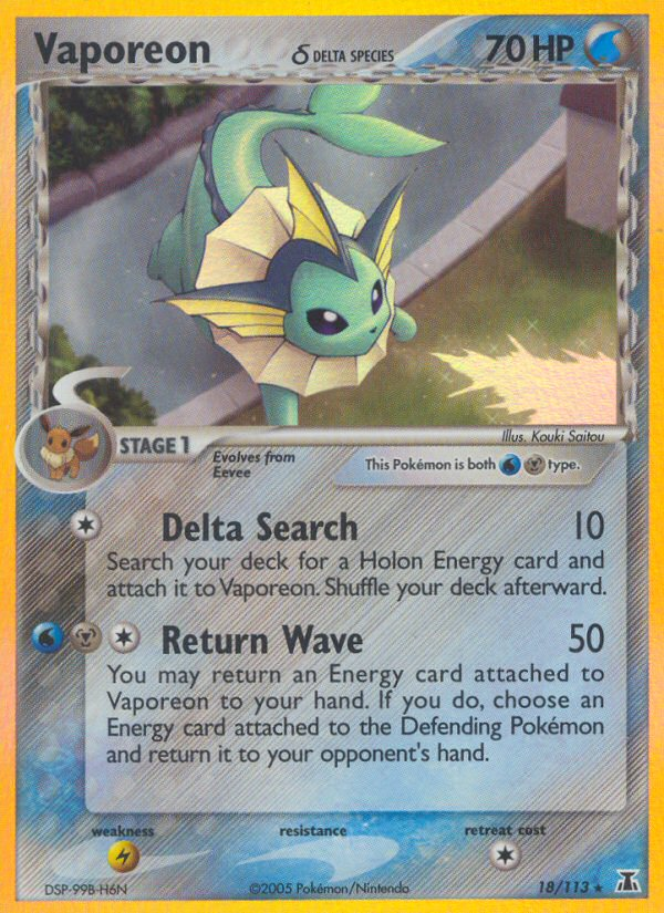 Vaporeon (18/113) (Delta Species) [EX: Delta Species] | Good Games Cannington