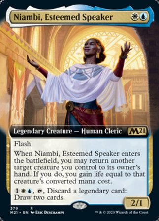 Niambi, Esteemed Speaker (Extended Art) [Core Set 2021] | Good Games Cannington