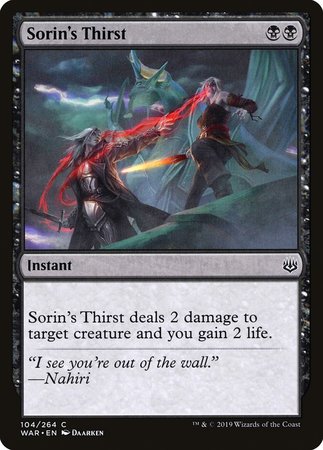Sorin's Thirst [War of the Spark] | Good Games Cannington