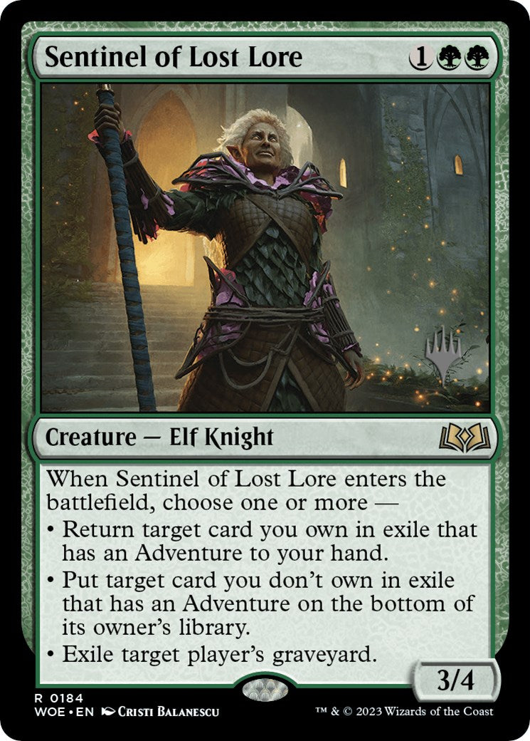 Sentinel of Lost Lore (Promo Pack) [Wilds of Eldraine Promos] | Good Games Cannington