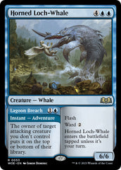 Horned Loch-Whale // Lagoon Breach (Promo Pack) [Wilds of Eldraine Promos] | Good Games Cannington