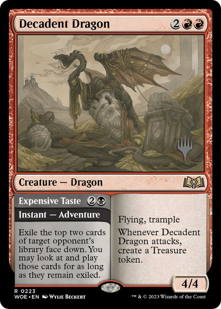 Decadent Dragon // Expensive Taste (Promo Pack) [Wilds of Eldraine Promos] | Good Games Cannington
