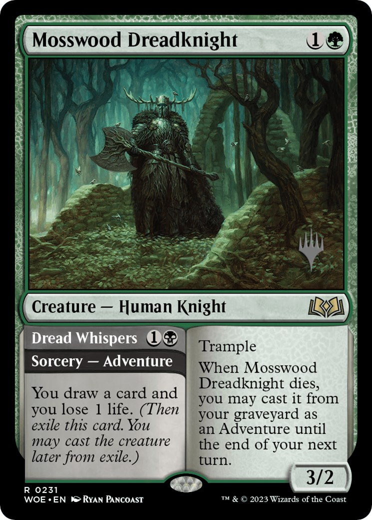 Mosswood Dreadknight // Dread Whispers (Promo Pack) [Wilds of Eldraine Promos] | Good Games Cannington